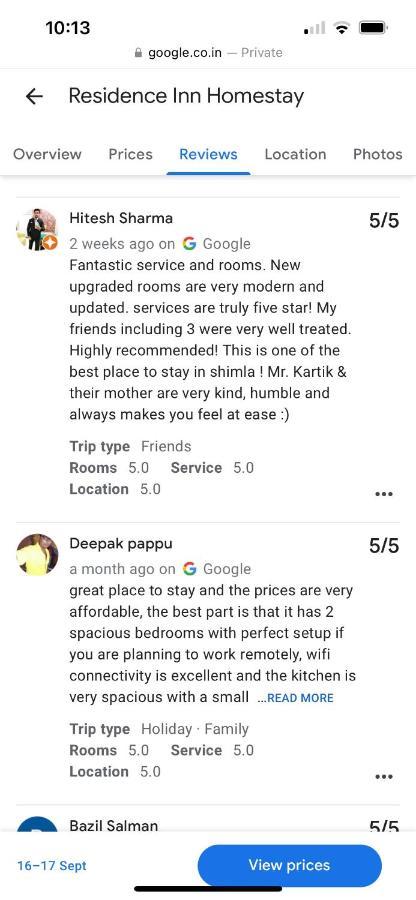 Residence Inn Homestay 西姆拉 外观 照片