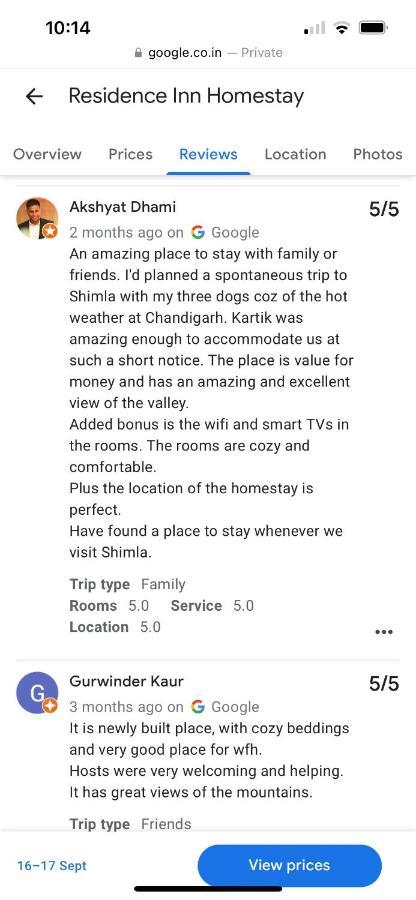 Residence Inn Homestay 西姆拉 外观 照片